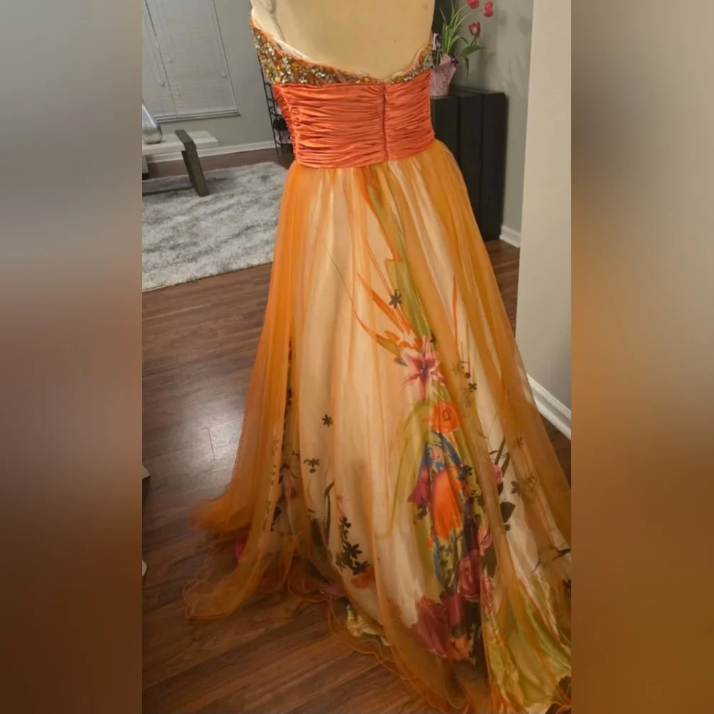 Studio 17 Orange Floral Gown - Picture 5 of 5